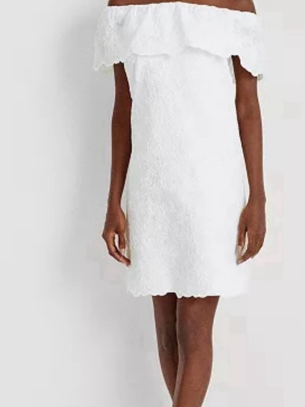 Lauren Ralph Lauren White Off-Shoulder Eyelet Dress